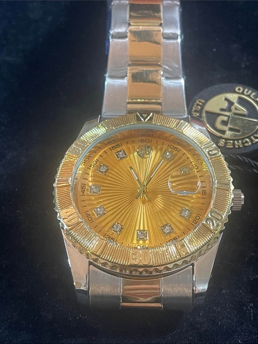AJ USA men’s gold toned stainless steel band